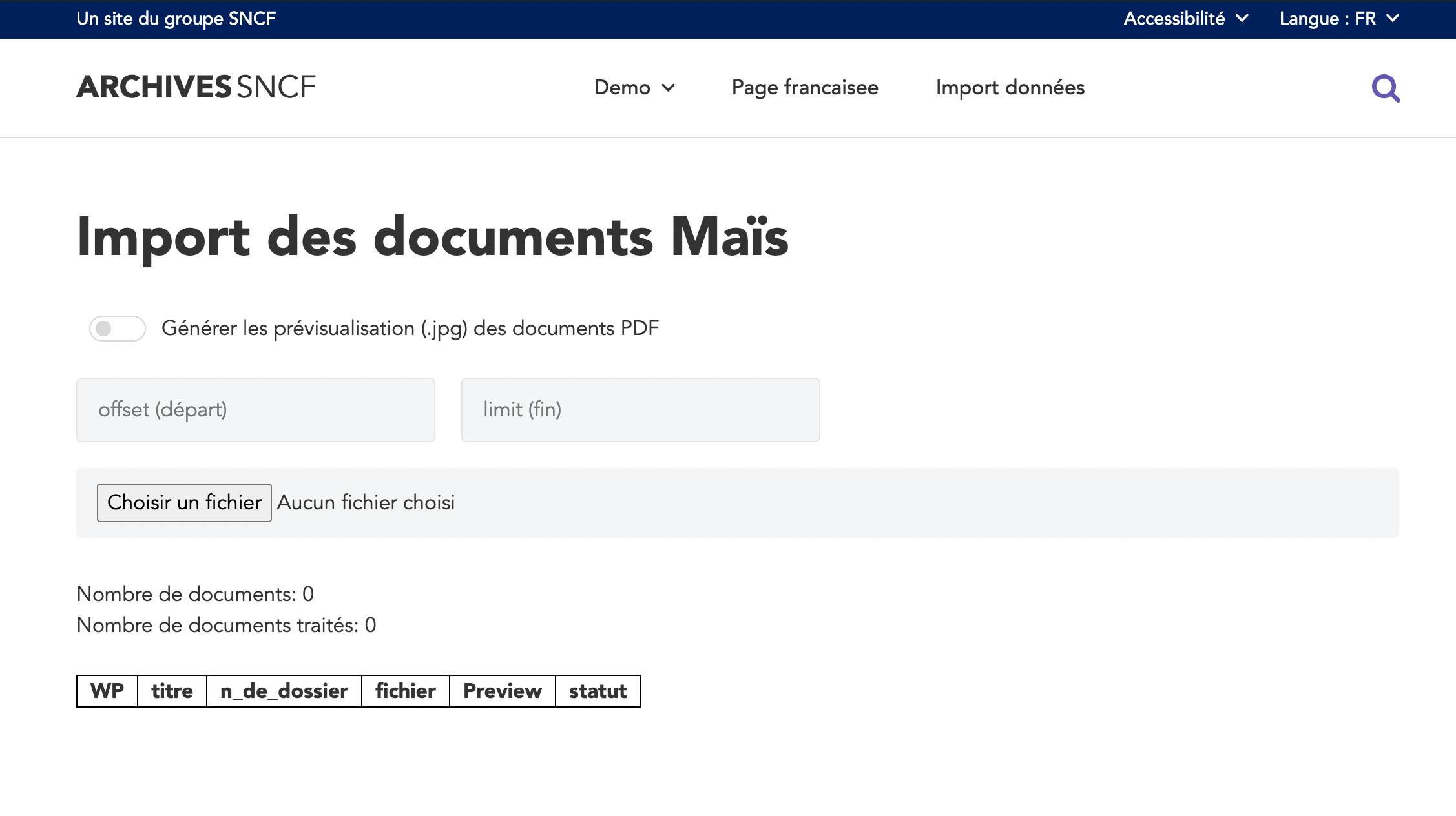 Exemple du module d&#39;import